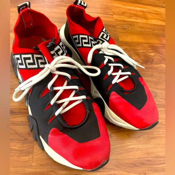 Gianni Versace Red and Black Men's Sneakers